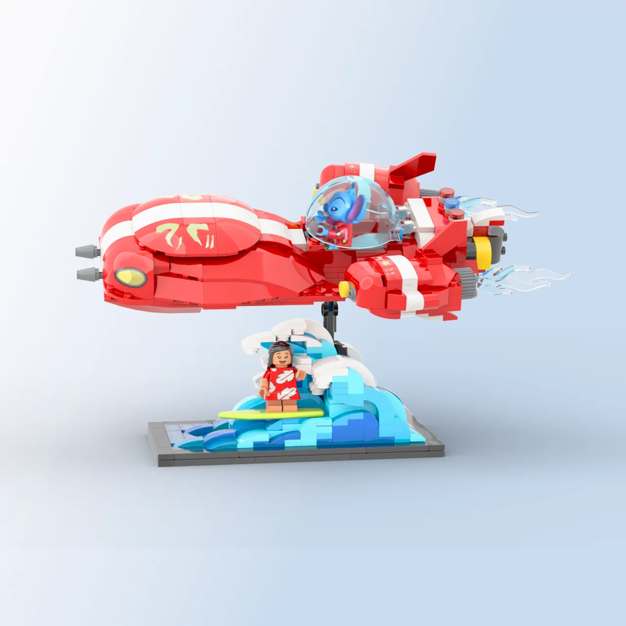 Stitch Surfing  Lego disney, Cool lego creations, Lego challenge