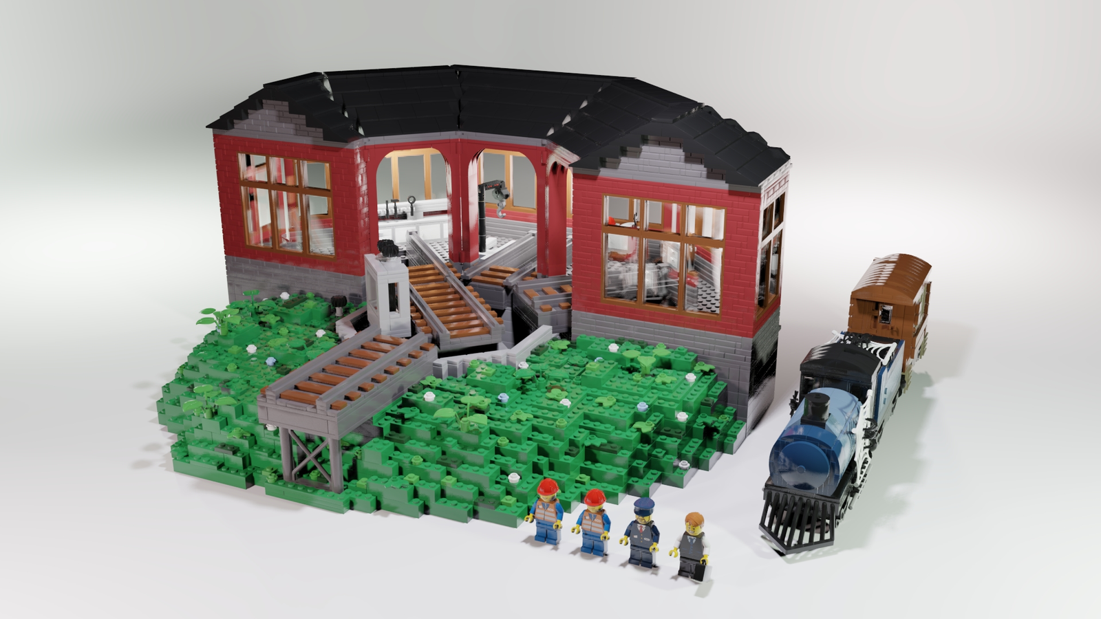 Lego train engine store shed