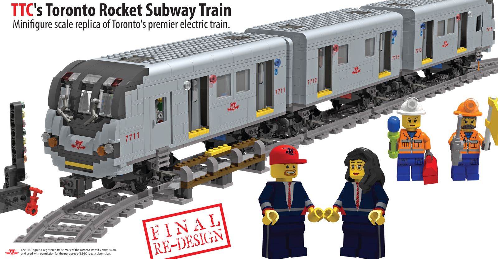 LEGO IDEAS Toronto Rocket Subway Train Minifigure scale Electric Train