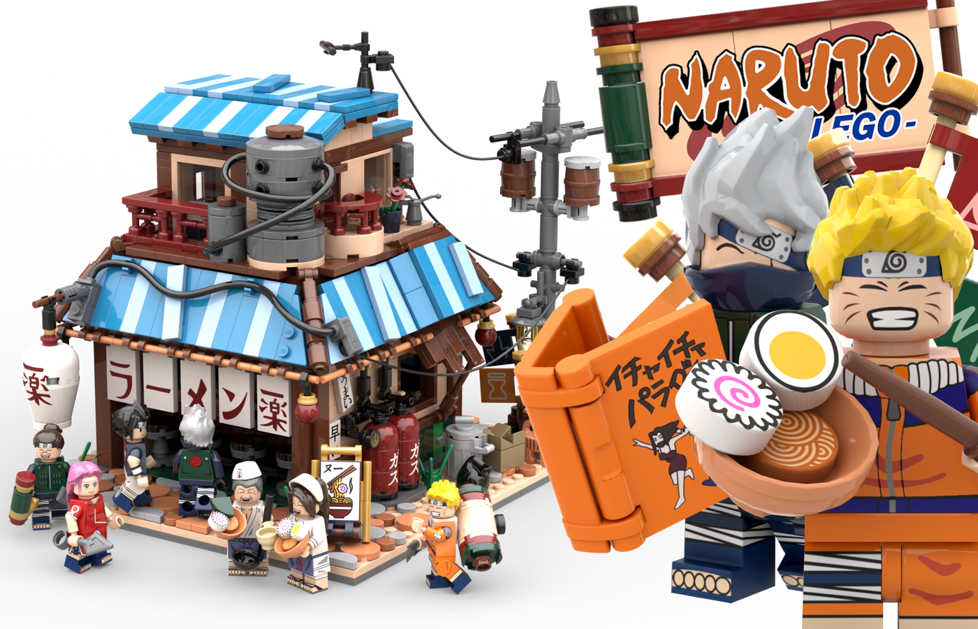 レゴ 互換 ナルト 一楽ラーメン屋 ミニフィグ6体付き moc アイデア