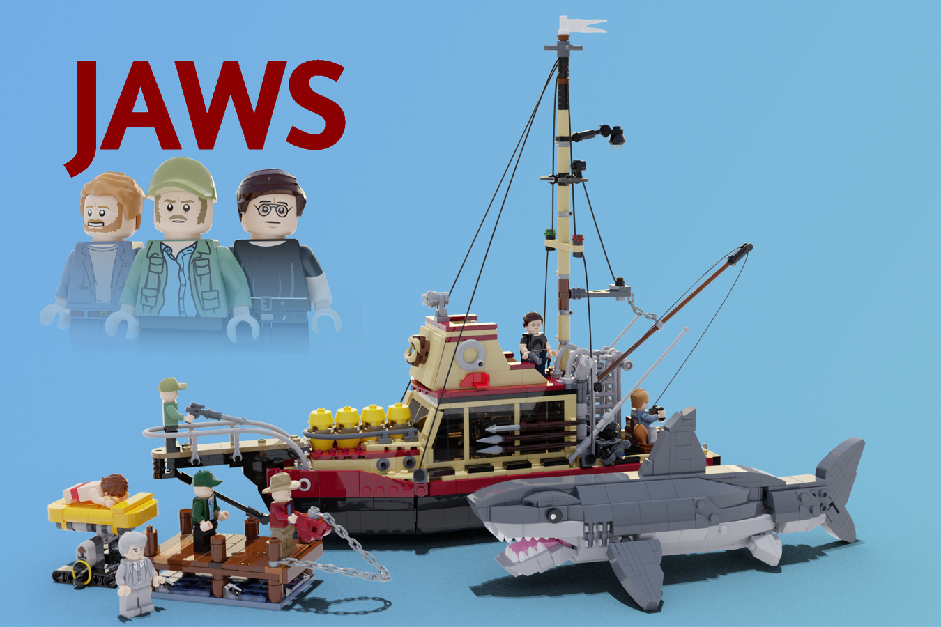 Jaws orca 2025 boat lego