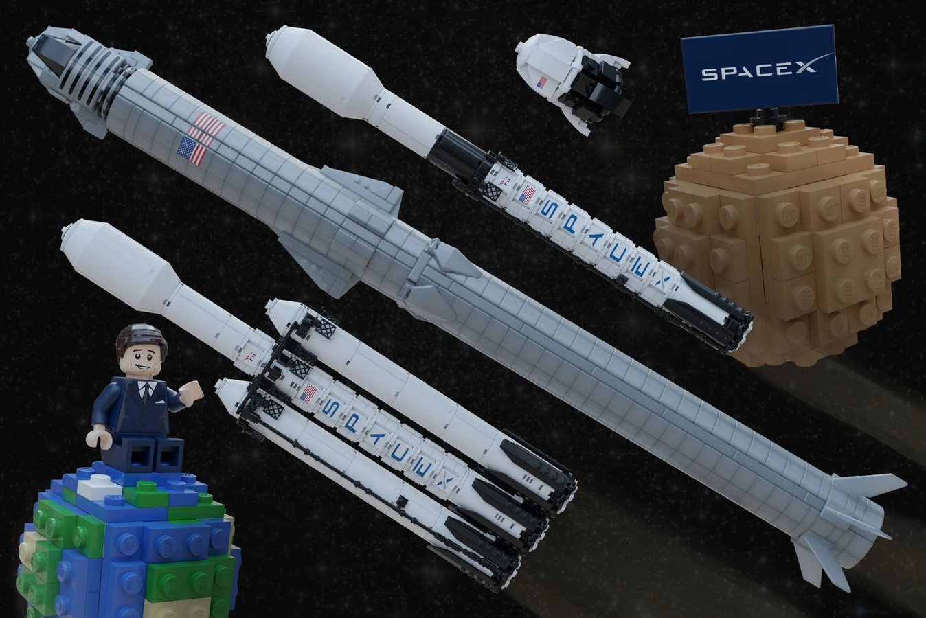 LEGO Ideas Reimagines SpaceX Falcon Heavy Spaceship With