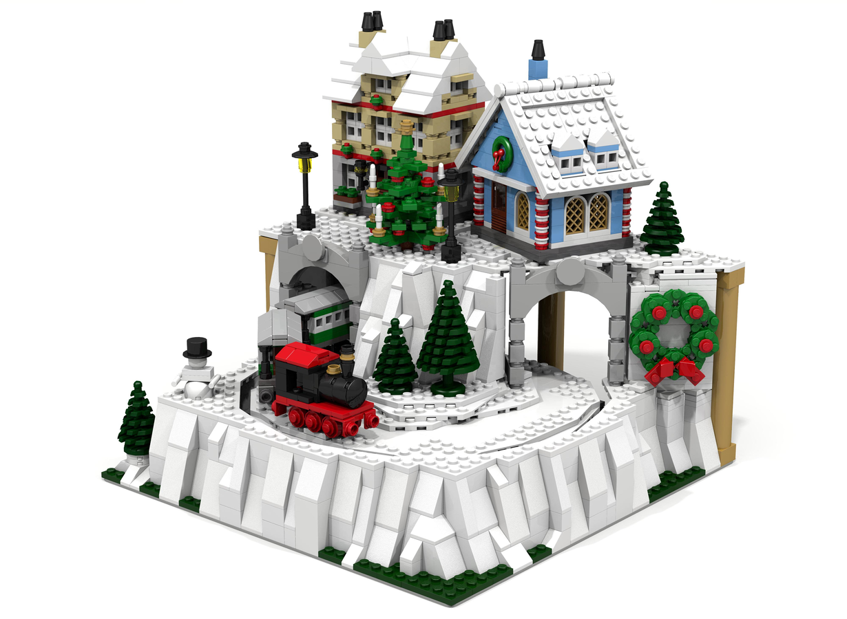 Small christmas best sale village train set