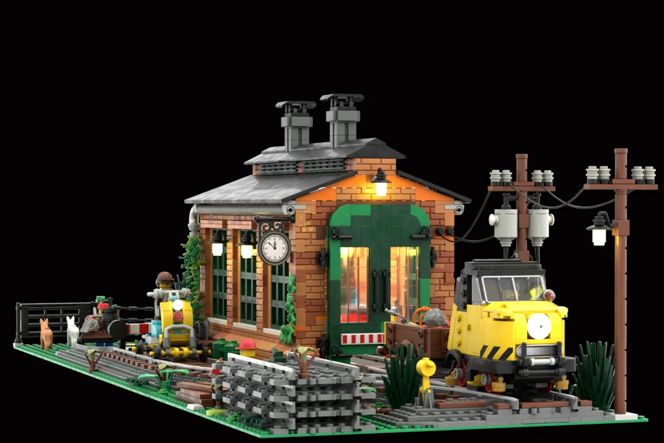 Lego train cheap shed moc