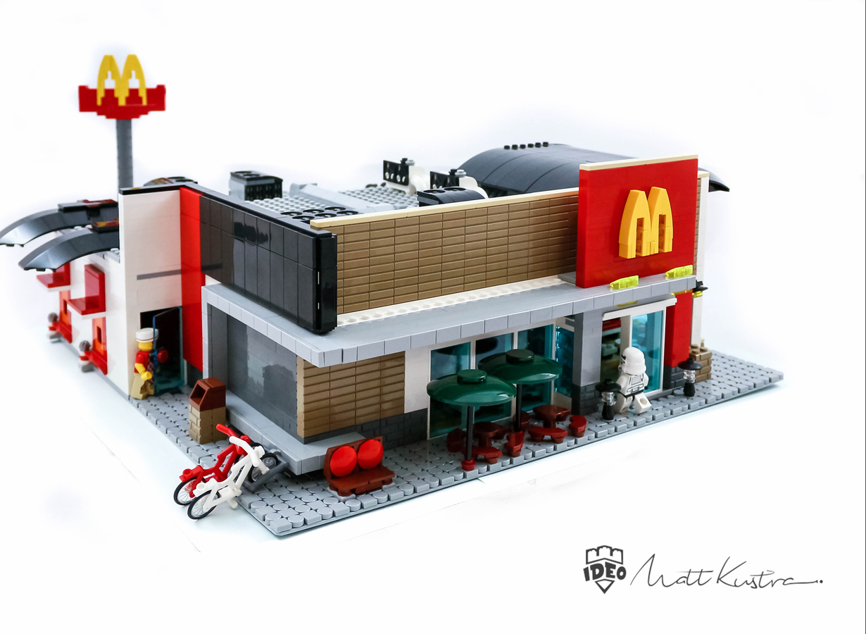 LEGO IDEAS Mc Restaurant with Office Detailed Kitchen and Other Awesome Staff for Brick Town