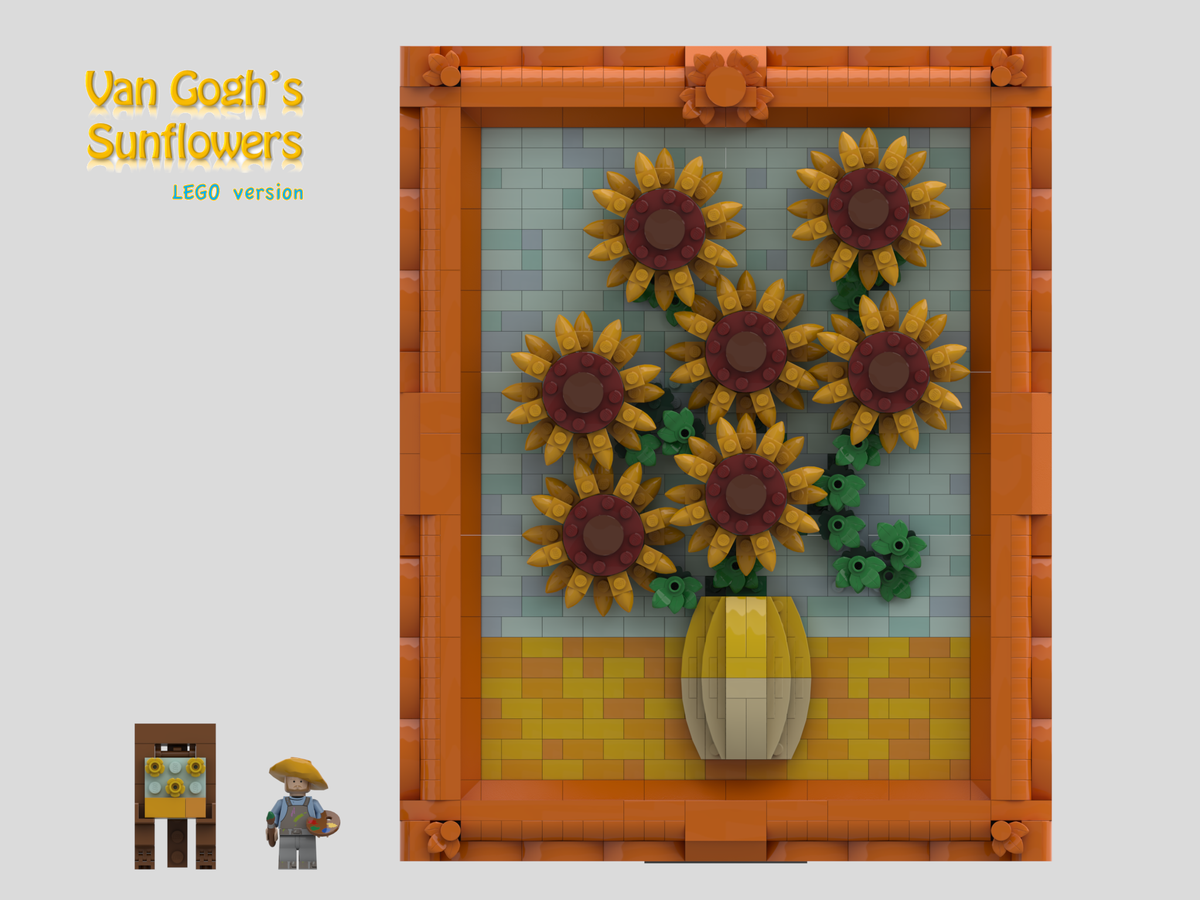 Van Gogh sunflowers. LEGO moc from @lego7_creation 🔥for more creative  builds 👉 @brickstar_official . . #sunflower #vangogh #painting…