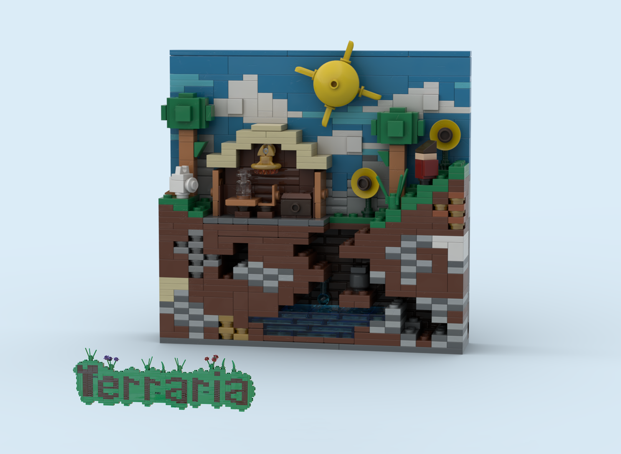 Fan's Lego Terraria build tackles bosses, mining escapades