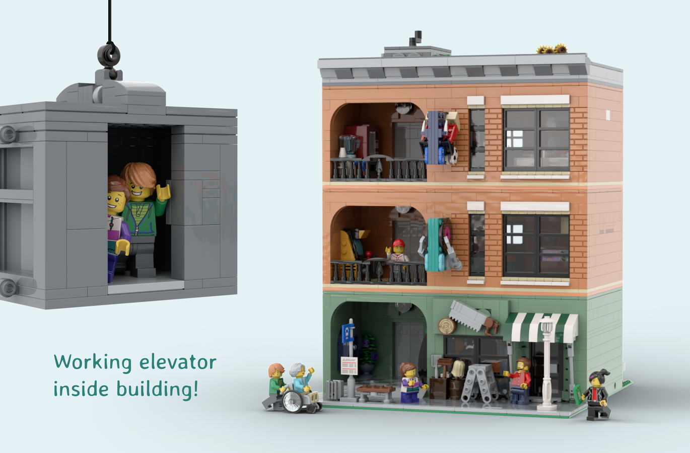 LEGO IDEAS Modular Shopping Building With Working Elevator