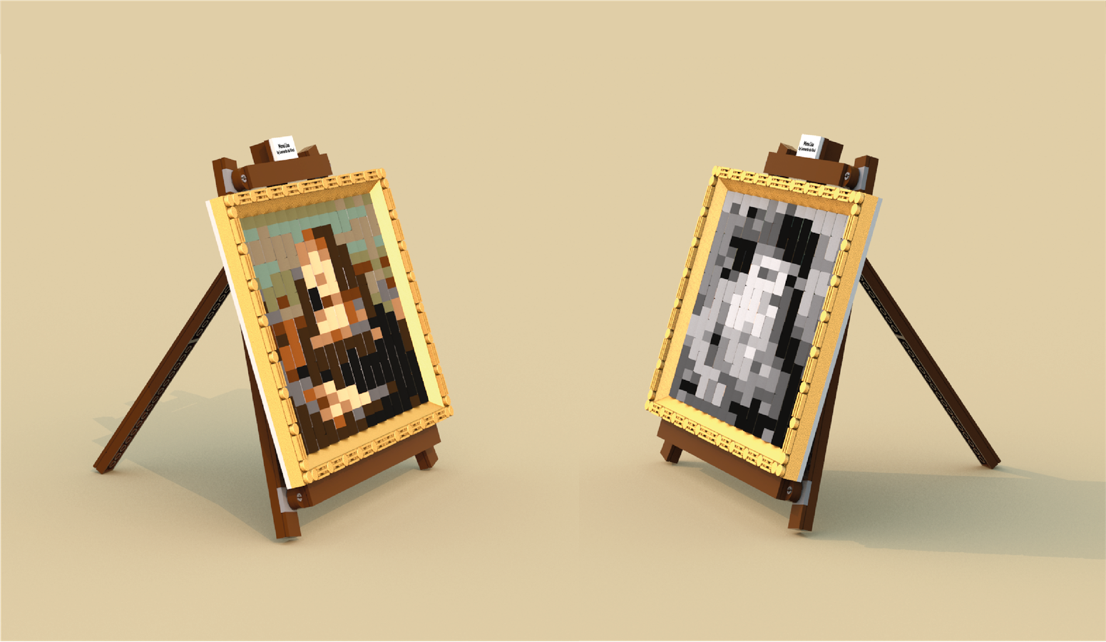 Inspired painting The Mona Lisa printed on Lego® brick 2x3