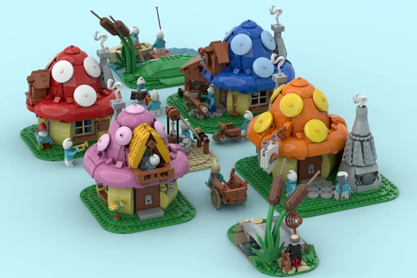  Smurfs Mushroom House with Smurfette : Toys & Games