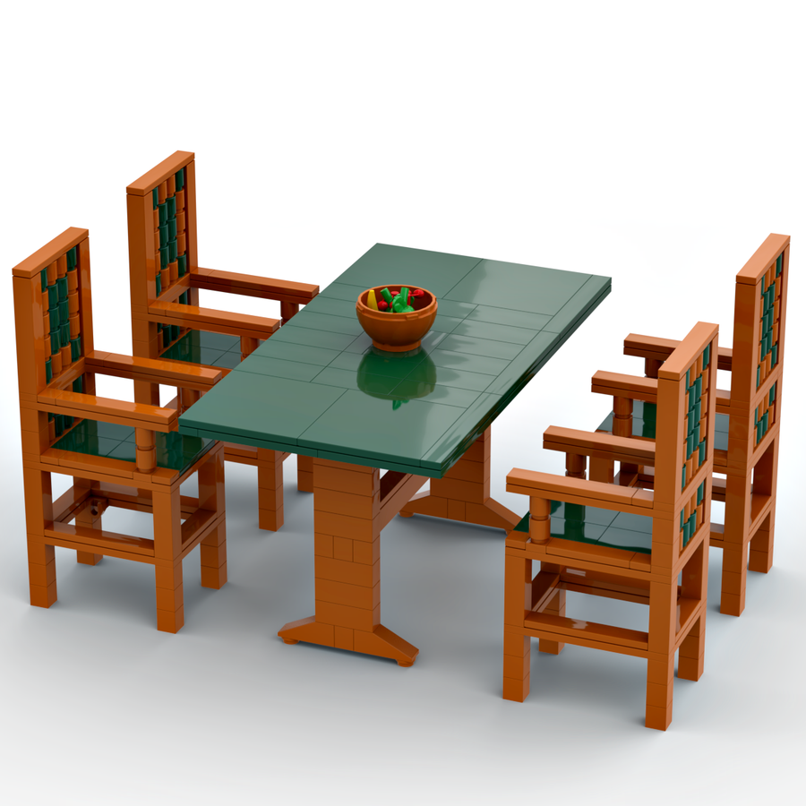 Wooden lego table clearance with chairs