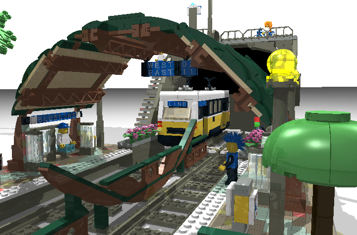 Custom LEGO Train Station IMPROVED with Raised & Ground Line