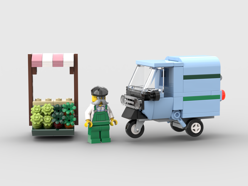 LEGO IDEAS Greengrocer s Three Wheeler and Market Stall