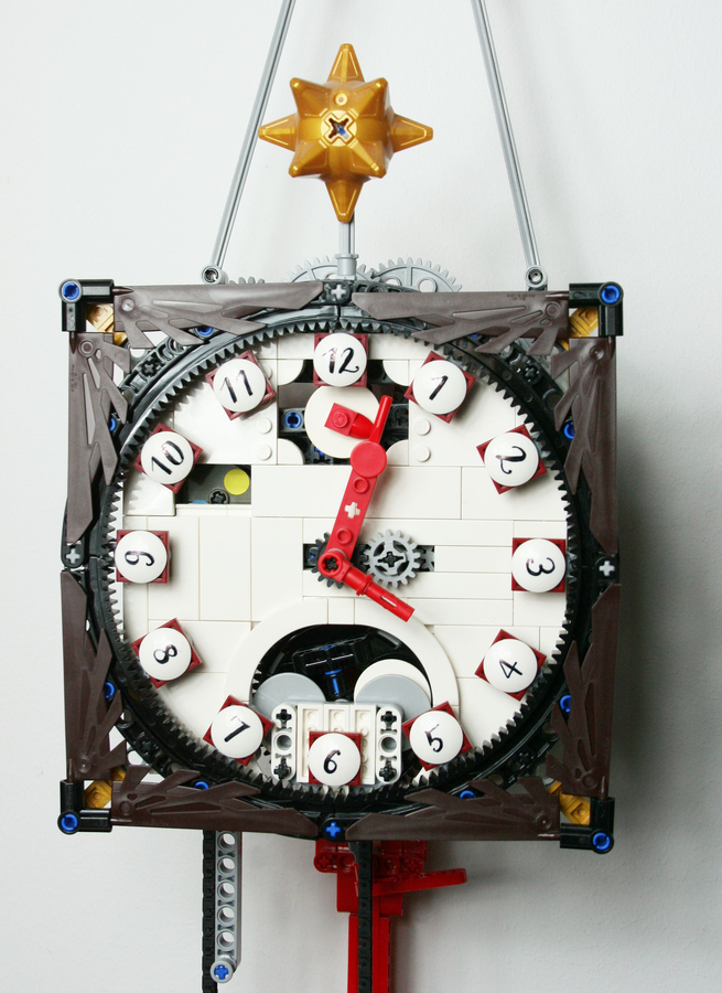 Gear Wall Clock With Base (10 x Scale Lego Technic Inspired) 3D