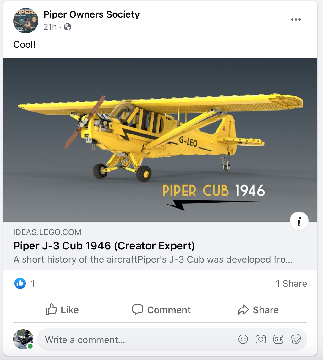 Lego best sale piper cub