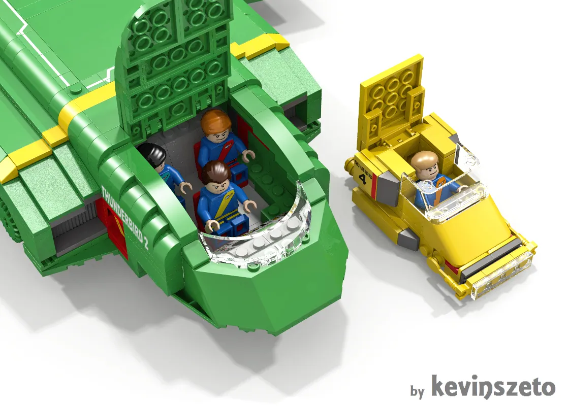 Thunderbirds TB-2が欠けているフルコンテナセット Thunderbirds 2 TB2 1/144 Scale Assembled Kit W/Pod Vehicles
