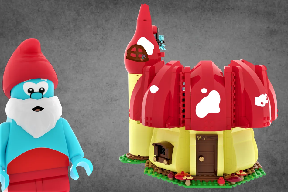  Smurfs Mushroom House with Papa Smurf : Toys & Games