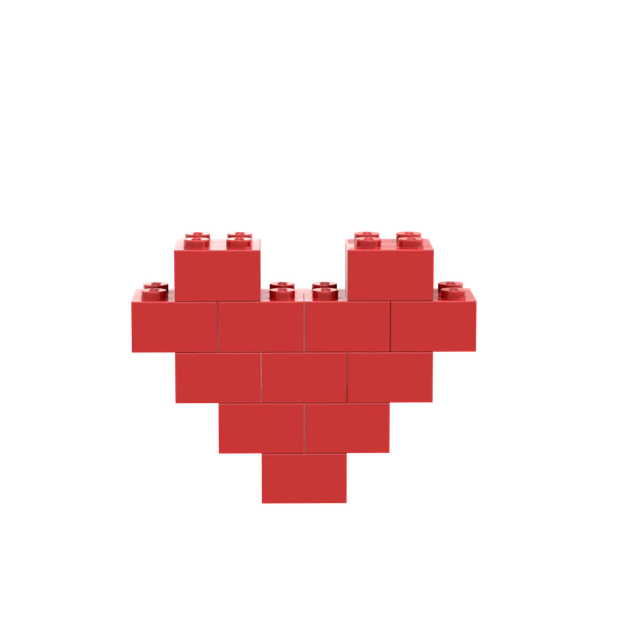 Adjusted Lego Heart, Bright Red Lego heart with a window to…