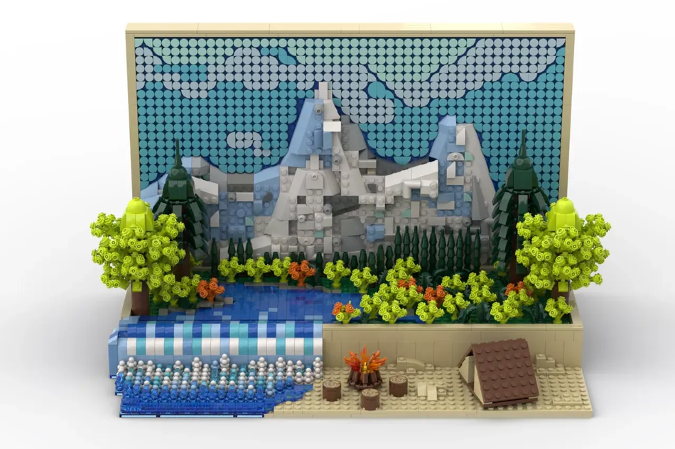 LEGO IDEAS 3d Landscape Painting With Camping Scene