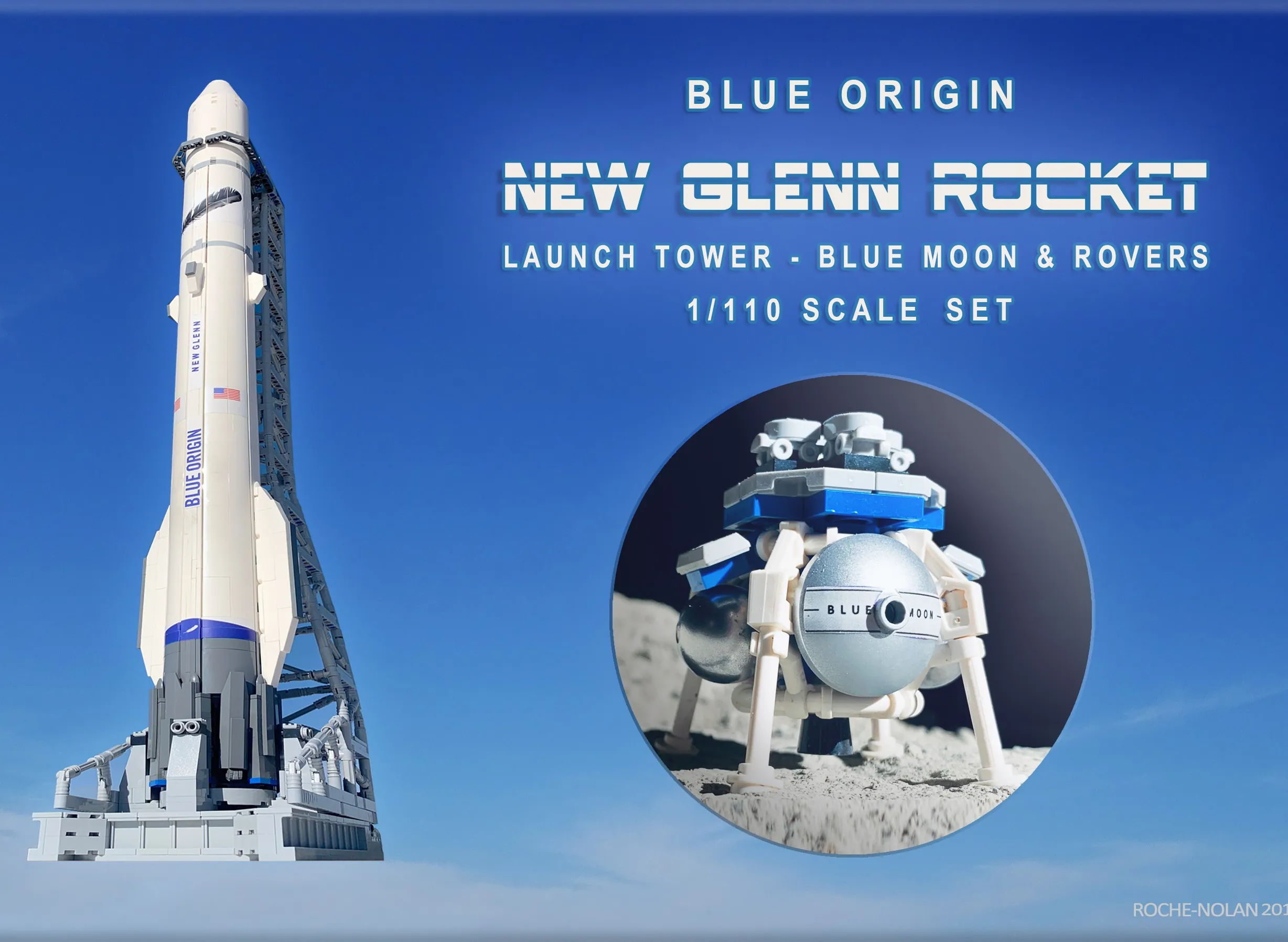 Blue Origin New Glenn Rocket, Launch Tower & Blue Moon