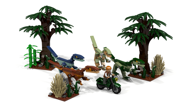 jurassic park lego velociraptor chase
