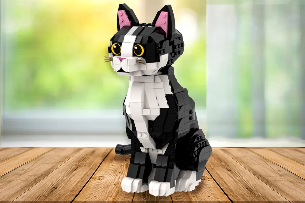 Jekca - Tuxedo - Gatto - 03S - Lego - Scultura - Costruzione - 4D