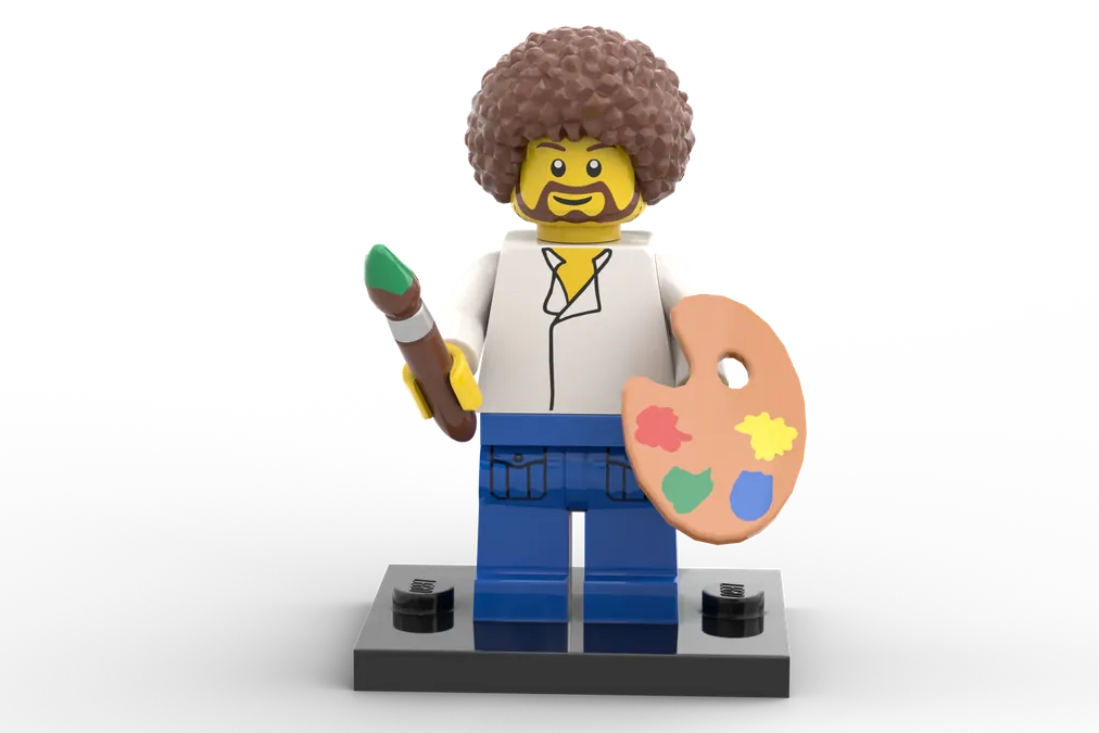 Bob ross lego store minifigure