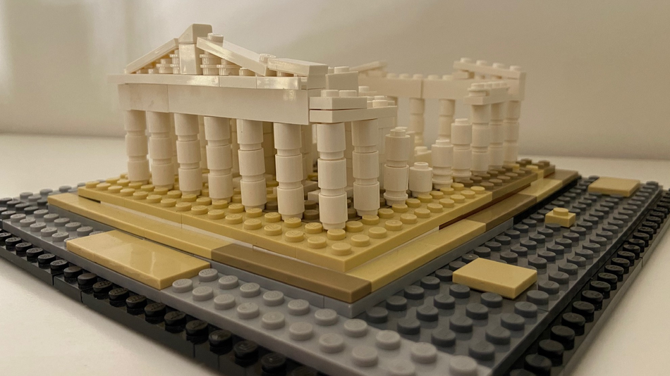 Lego store architecture parthenon