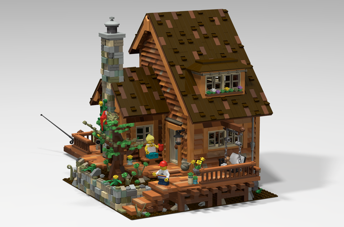 lego log cabin moc