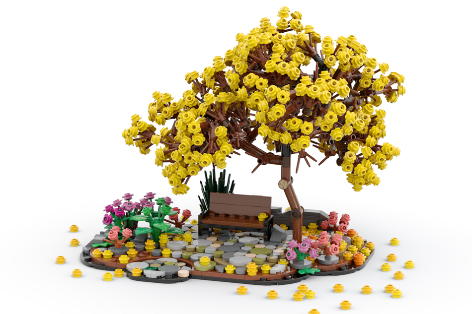 LEGO IDEAS Golden Trumpet Tree With Park Bench