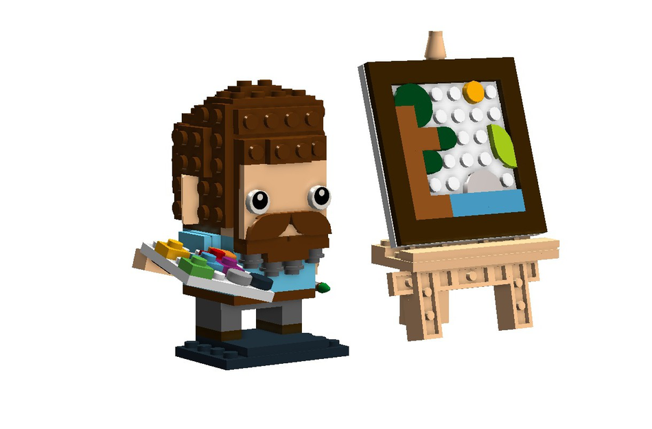 Bob ross lego store minifigure