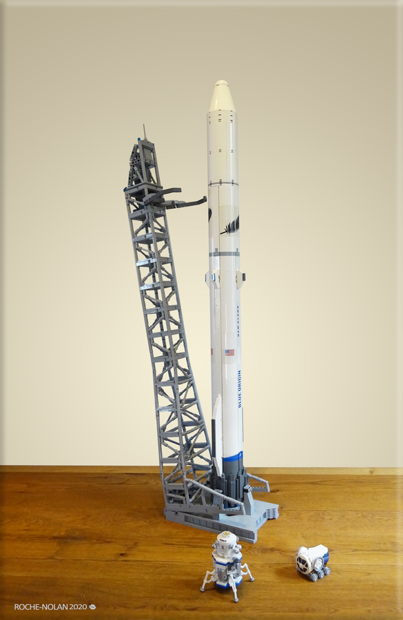 LEGO IDEAS Blue Origin New Glenn Rocket Launch Tower Blue