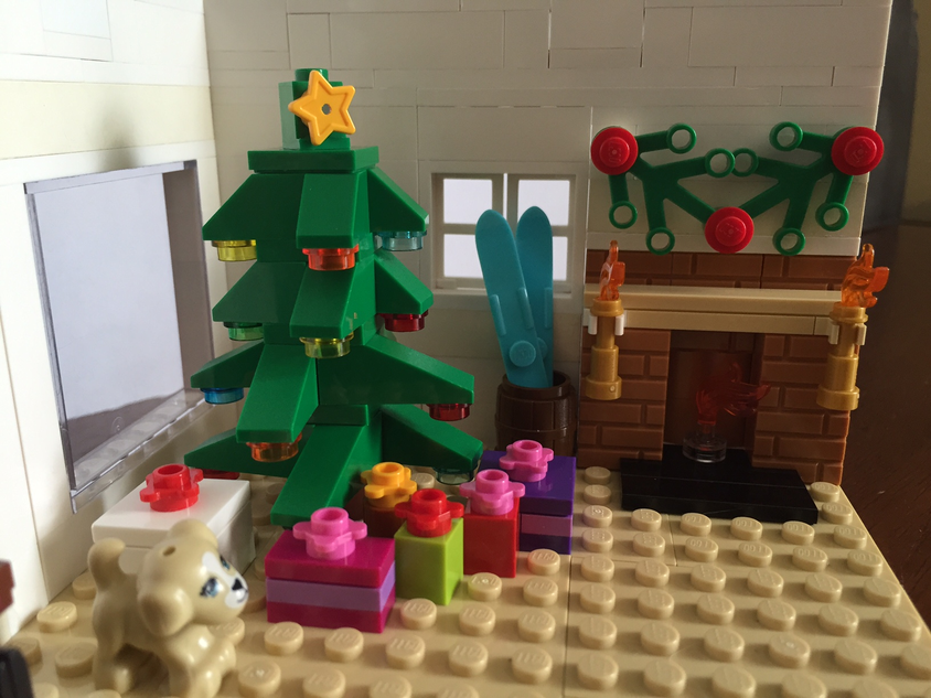 Elf on the store shelf with legos