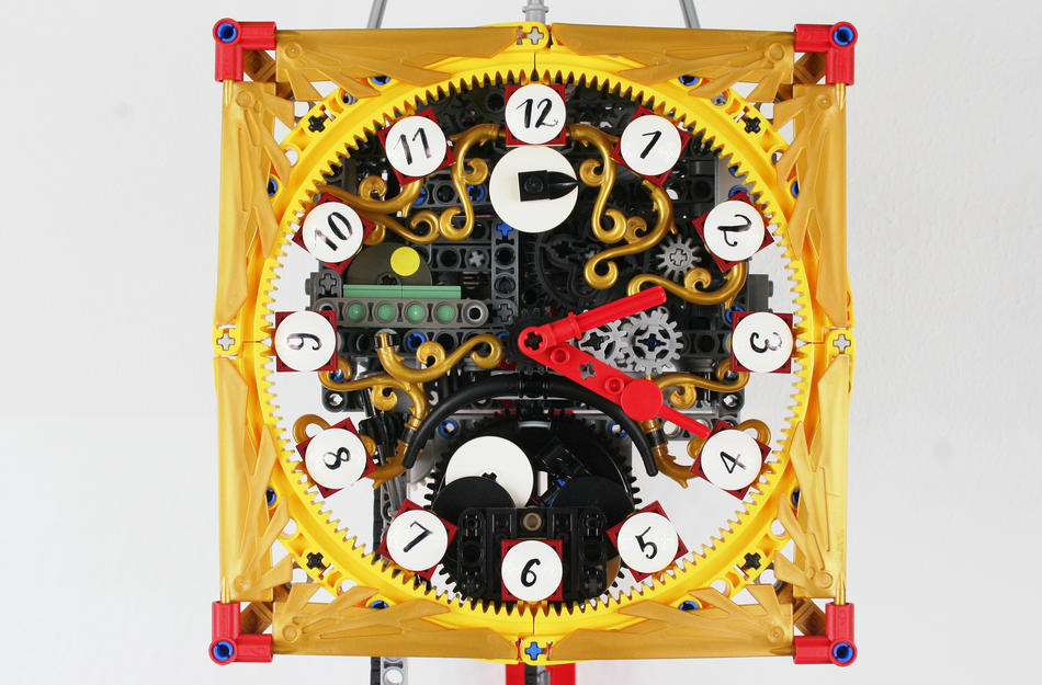 Gear Wall Clock With Base (10 x Scale Lego Technic Inspired) 3D