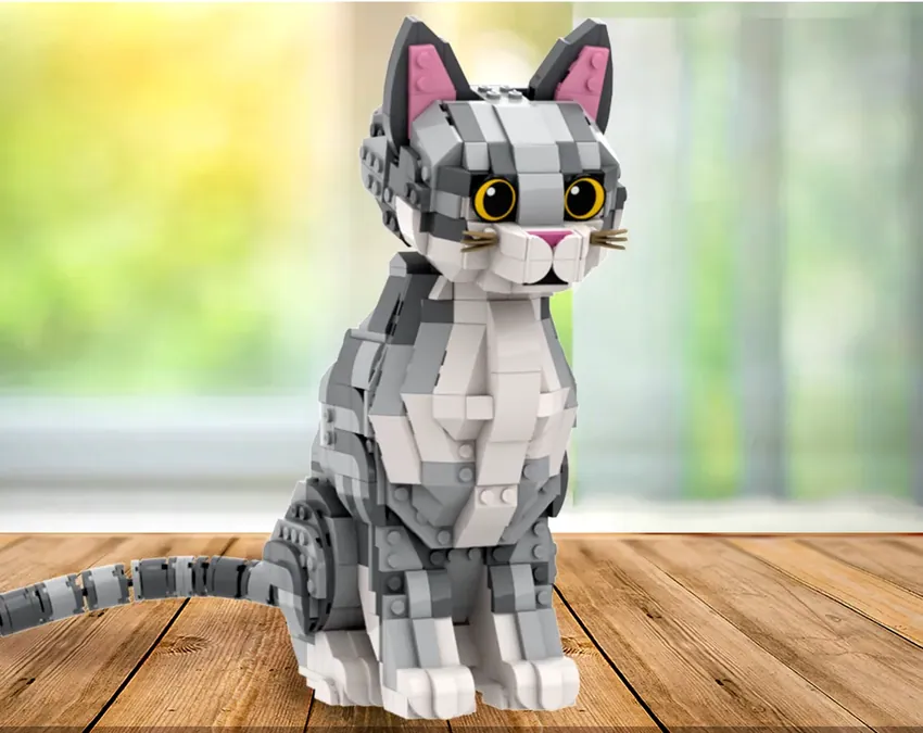 Jekca - Tuxedo - Gatto - 03S - Lego - Scultura - Costruzione - 4D