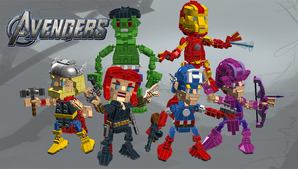 LEGO IDEAS - Chibi Lego builds ( CHIBO'S ) Marvel - The Avengers - Captain  America, Thor, Iron man, Hawkeye, Hulk and Black Widow.