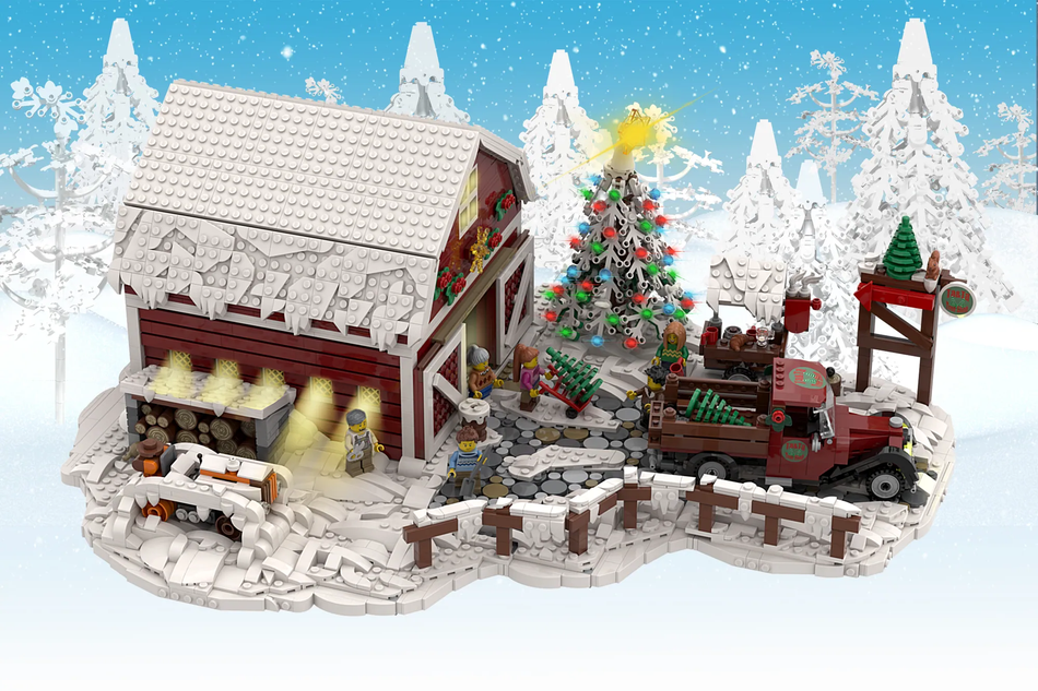 LEGO IDEAS Ta Ta Red Barn Winter Tree Shop