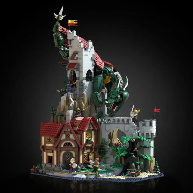 The fan-made D&D LEGO set entitled "Dragon's Keep: Journey's End" one of the entries in Dungeons & Dragons' 50th anniversary contest.